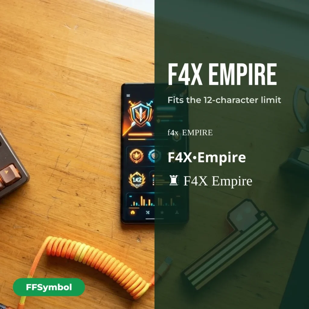 F4X Empire Stylish Name — Copy F4X Names for Free Fire: names that fit the 12-character Free Fire limit