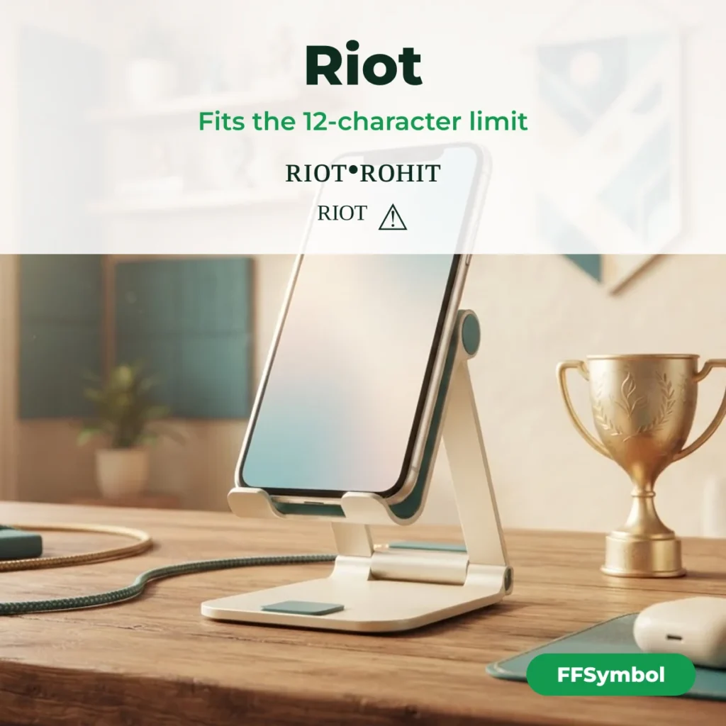 Riot FF Name Style — Copy Riot Names for Free Fire: names that fit the 12-character Free Fire limit