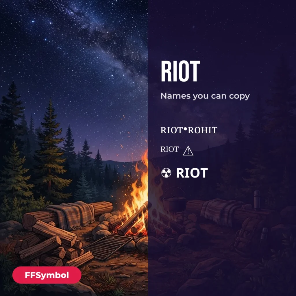 Riot FF Name Style — Copy Riot Names for Free Fire — examples of names to copy
